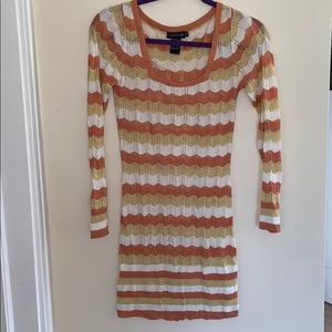 Rampage Orange & Gold Sweater Dress NWOT Size Medium